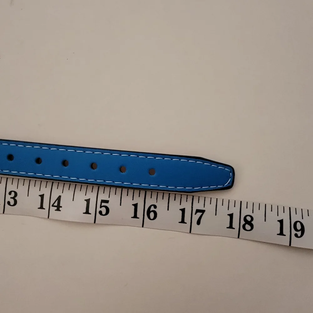 Studded Dog collar Blue Studded faux leather